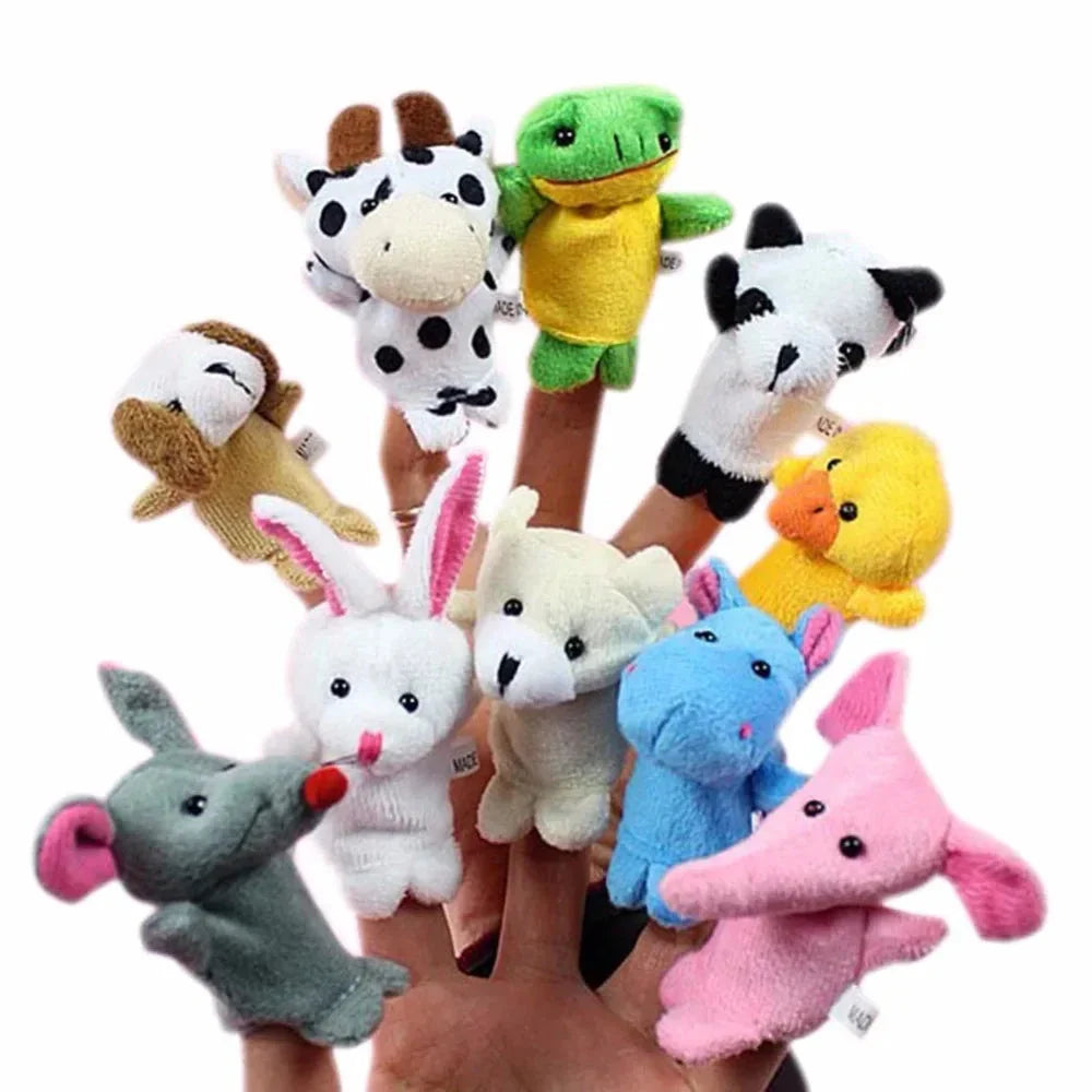 Cartoon Finger Puppets – 1/5/10pcs Plush Hand Dolls for Kids