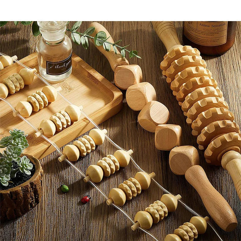 Wooden Therapy Massage Roller for Back Pain Relief & Body Shaping