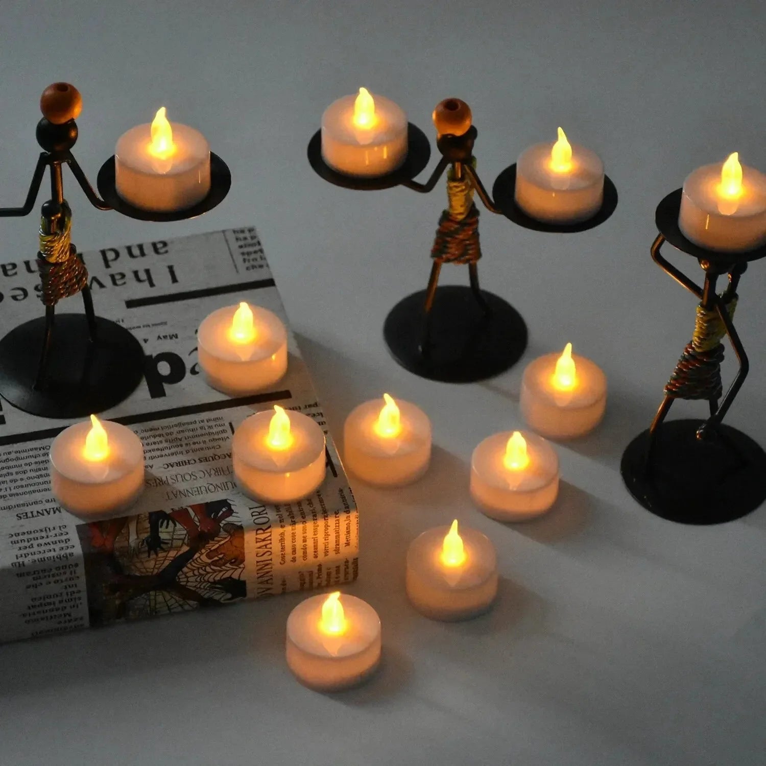 Candlium 12 Pack Warm Yellow LED Flameless Tea Light Candles 200+ Hours Battery Powered Perfect For Wedding Anniversary Decor