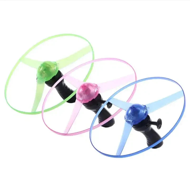 Pull Wire Glow UFO – Spinning LED Flyer Toy for Kids Outdoor Fun