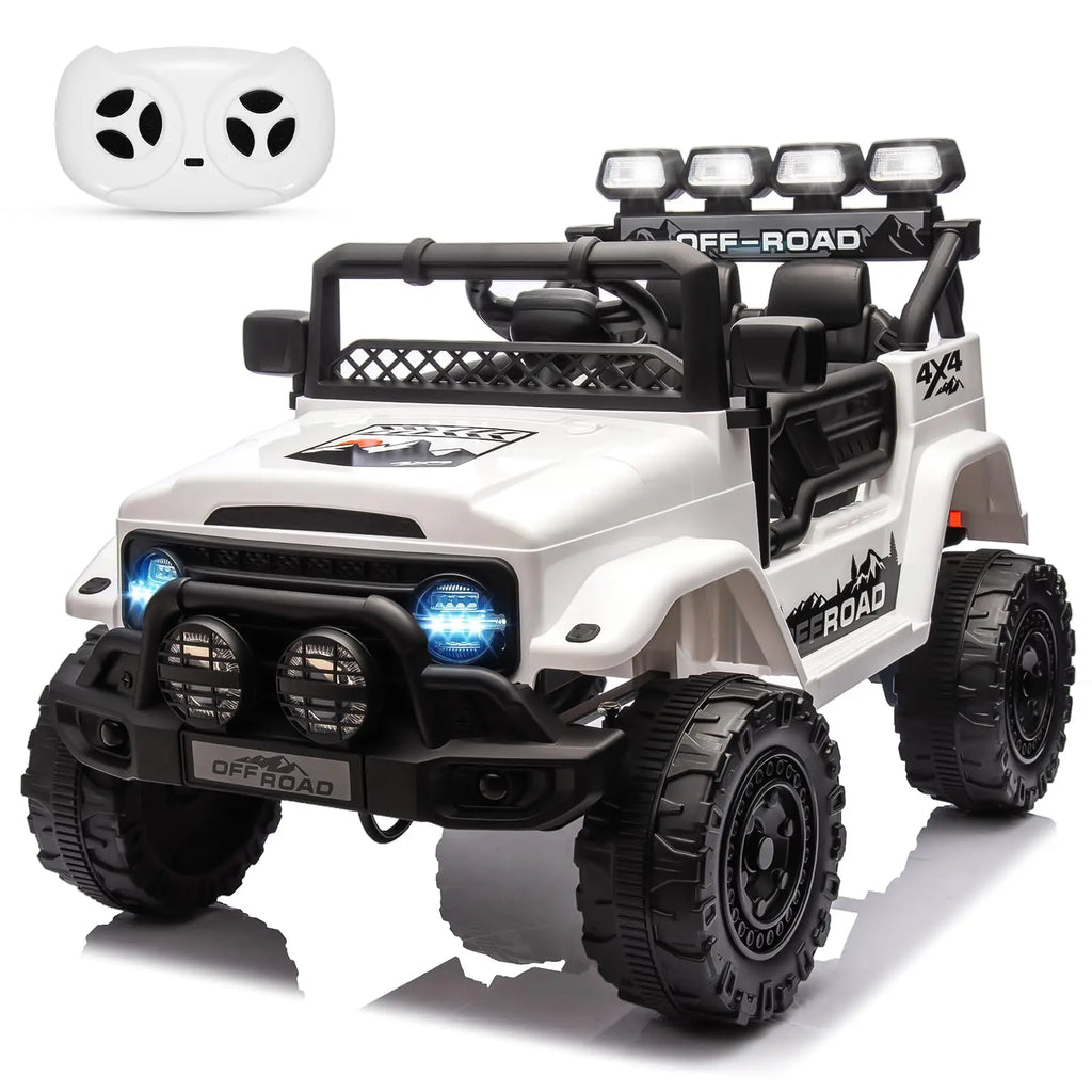 12V Kids Ride On Truck With Remote Control 3 Speeds LED Lights Spring Suspension Dual Motors Long Lasting Battery