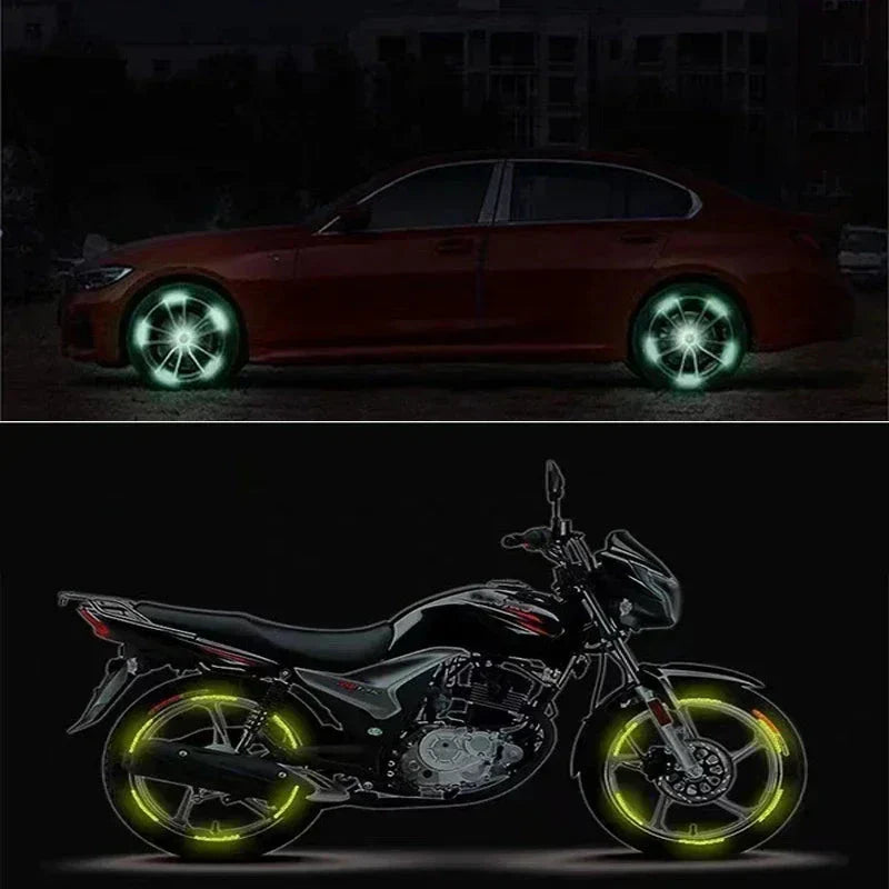 Car Wheel Hub Reflective Stripes - Safety Tire Warning Stickers for Night Driving