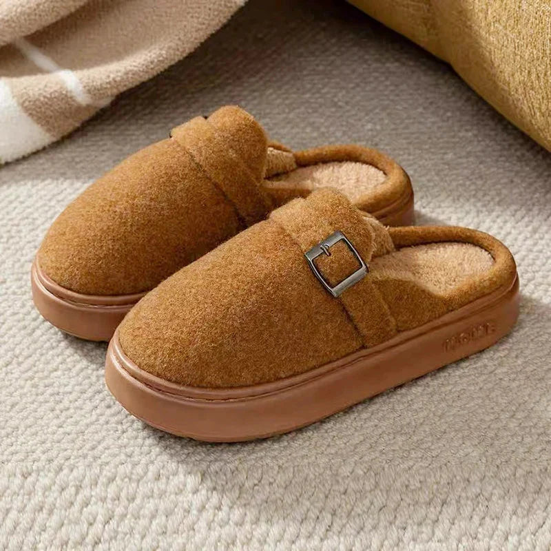 Winter Women's Slippers Home Plush Luxury Designer Woman Shoes Indoor Fluffy Fashion Platform Fuzzy Fur Slides Elegant Flat Soft