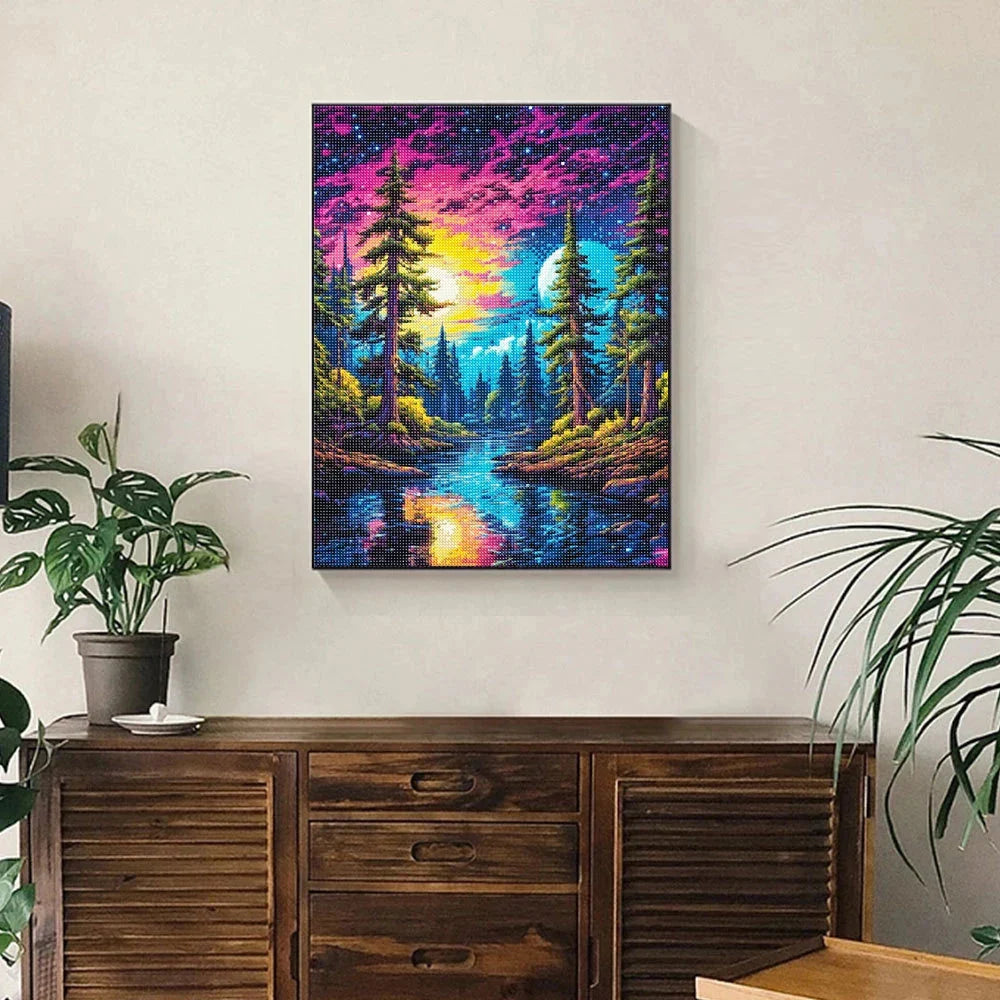 5D Diamond Painting Kit - Aurora Landscape Mosaic, Full Round Drill for DIY Home Decor
