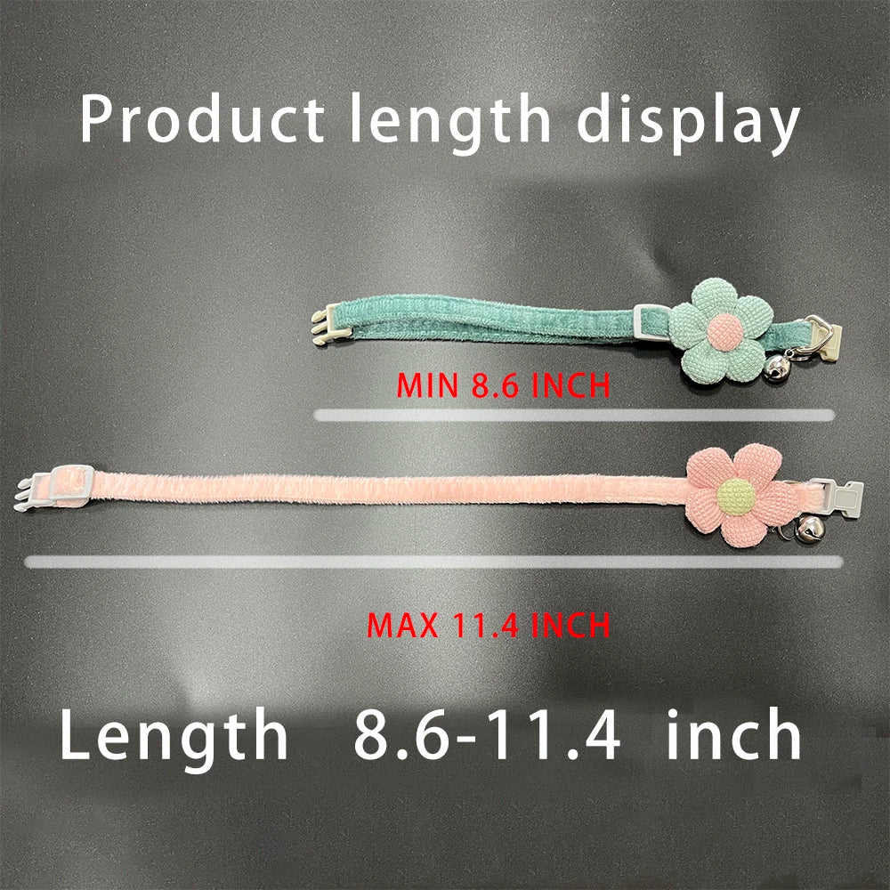 Adjustable Flower Cat Collar with Bell – Cute Breakaway Pet Collar for Kittens & Small Dogs