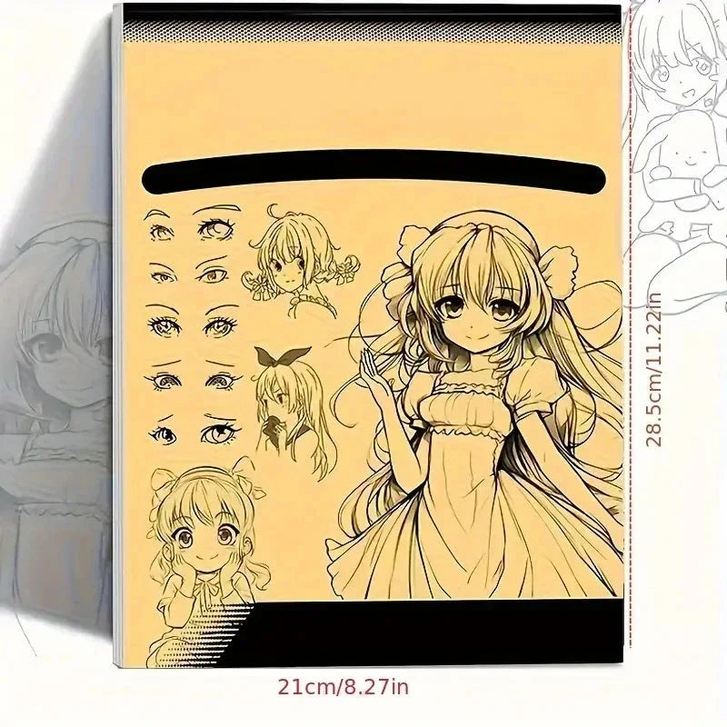 Anime Character Line Art Drawing Book - 48 Pages for Tracing & Painting Practice