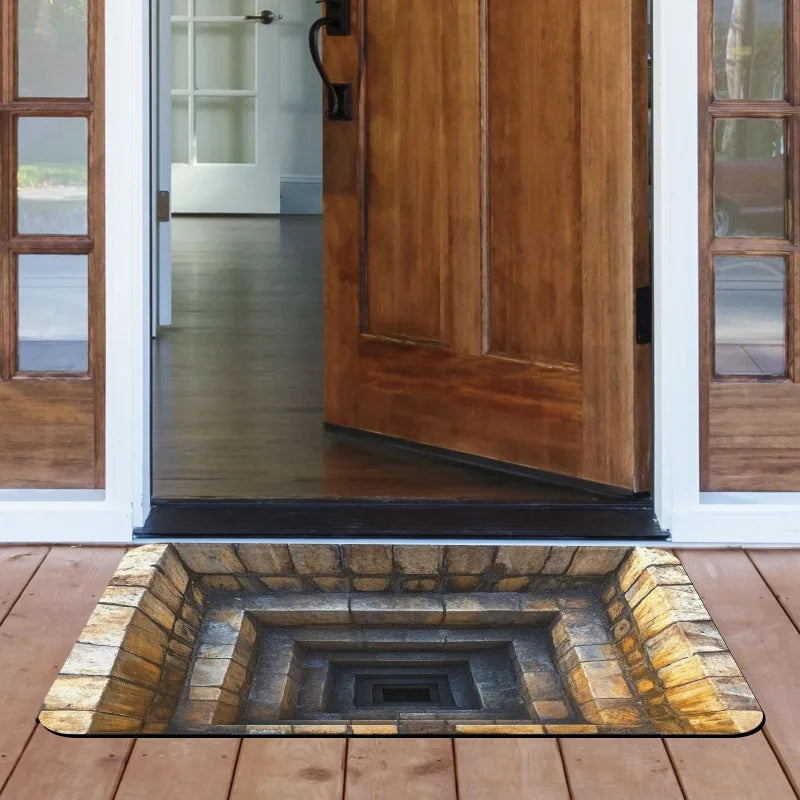 2D Optical Illusion Doormat - non-slip rubber backing, easy to clean and durable, suitable for indoor/outdoor use