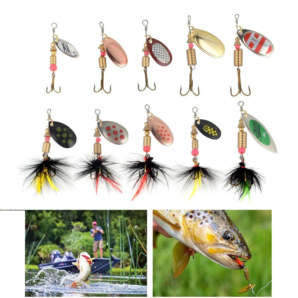 Metal Spoon Spinner Lure Set (10pcs) – 2–8g Fishing Spoonbait Crankbait Wobblers for Pike, Bass, Trout & Saltwater Freshwater Fishing