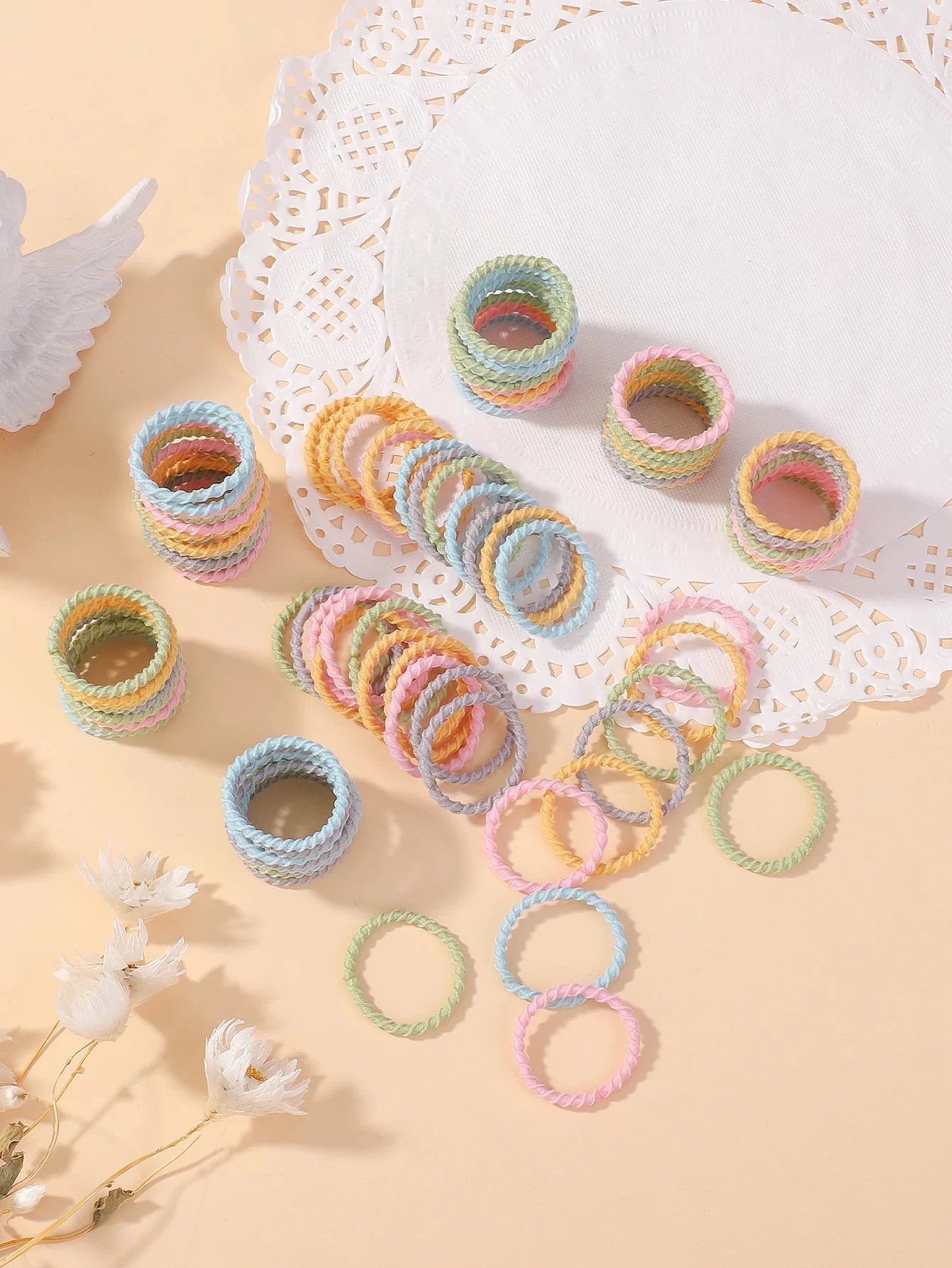 100pcs Kids Rubber Bands – Colorful Hair Scrunchies for Toddlers