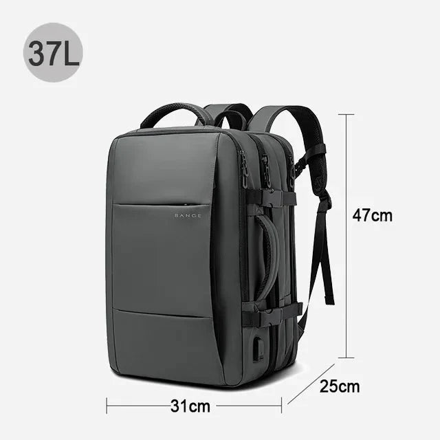 Expandable Business Backpack for Men - 17.3" Laptop, USB, Waterproof Travel Bag