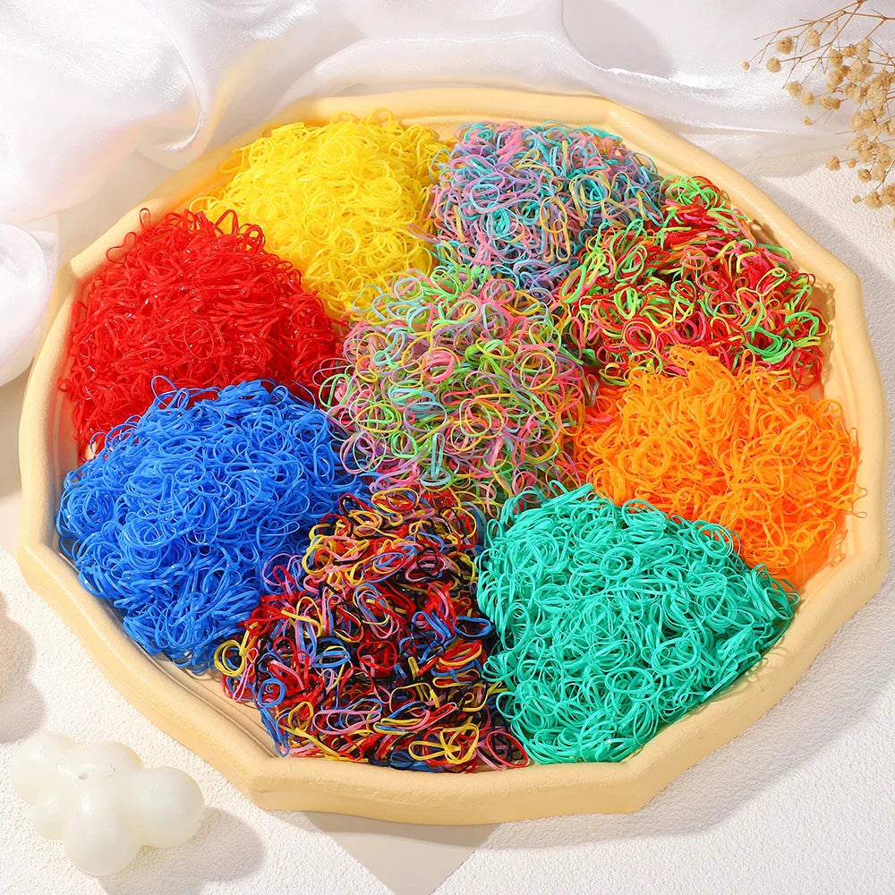 500/1000Pcs Colourful Hair Ties for Girls Kids Ponytail Holder Bands