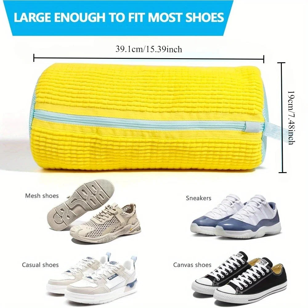 Durable Shoe Washing Machine Bag – Yellow & Blue Zipper | Protective Laundry Wash Bag for Sneakers & Casual Shoes