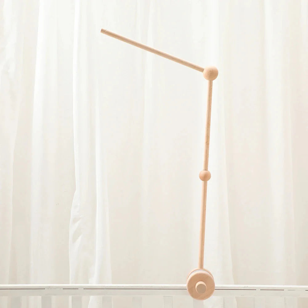 Wooden Crib Mobile Bed Bell Bracket for Baby 0–12 Months