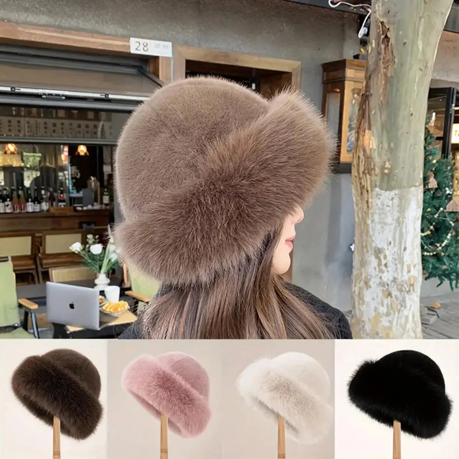 Furry Hats For Women, Autumn Winter Korean Style Warm Hats, Solid Color Flattering Mongolian Hats, Thickened Winter Outfits