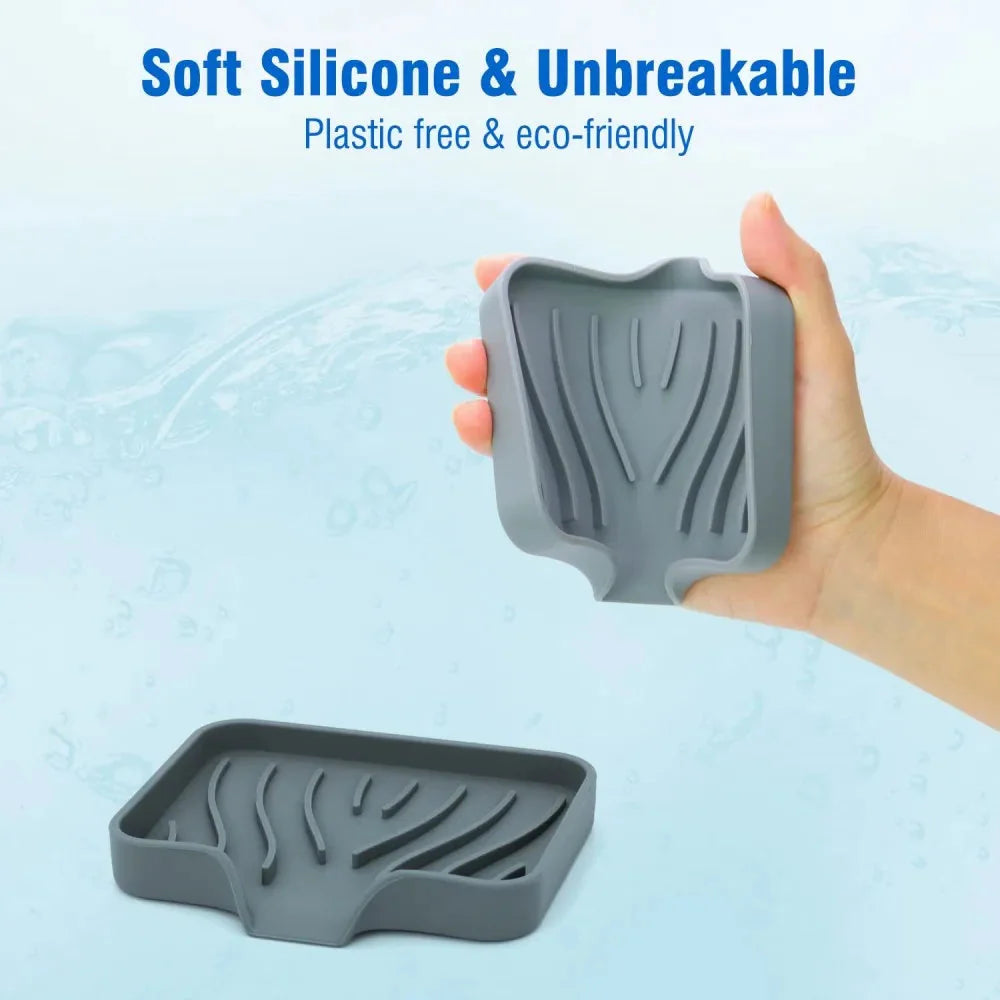 Silicone Drain Soap Dish - Anti-Slip Sink Tray for Kitchen & Bathroom