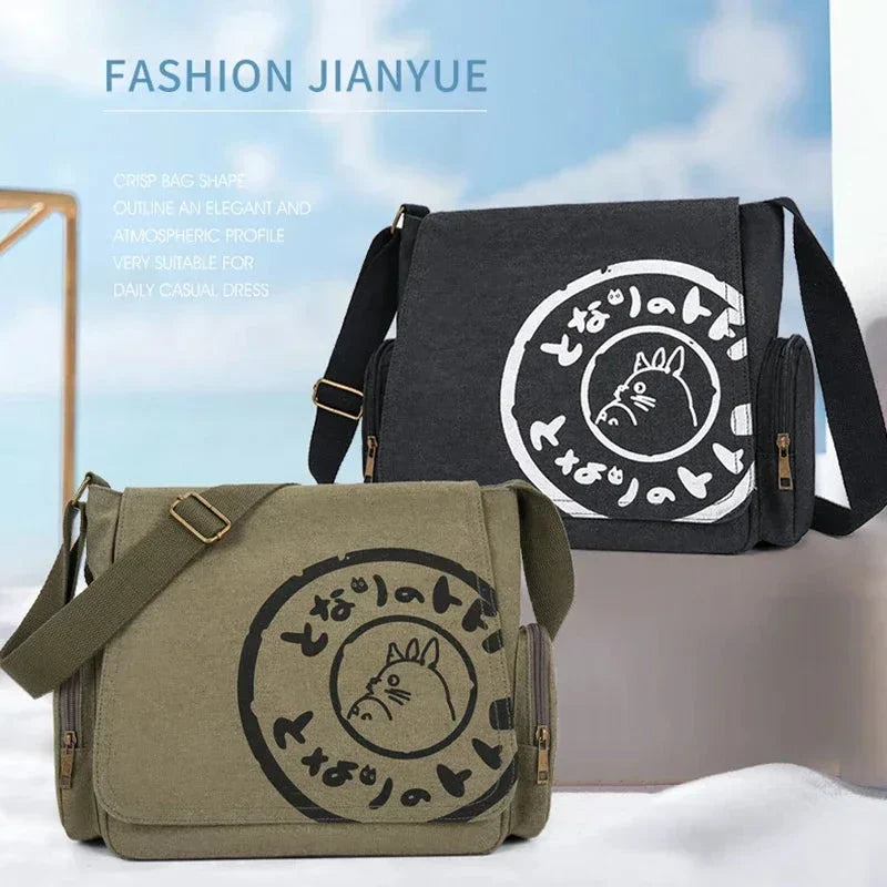 Vintage Cartoon Canvas Messenger Bag – Large Capacity Tote Handbag