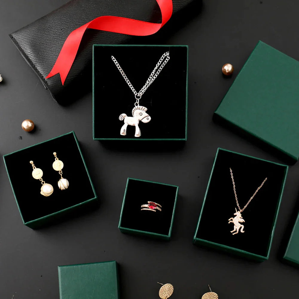 Luxury Jewelry Gift Box Set – White & Dark Green Case