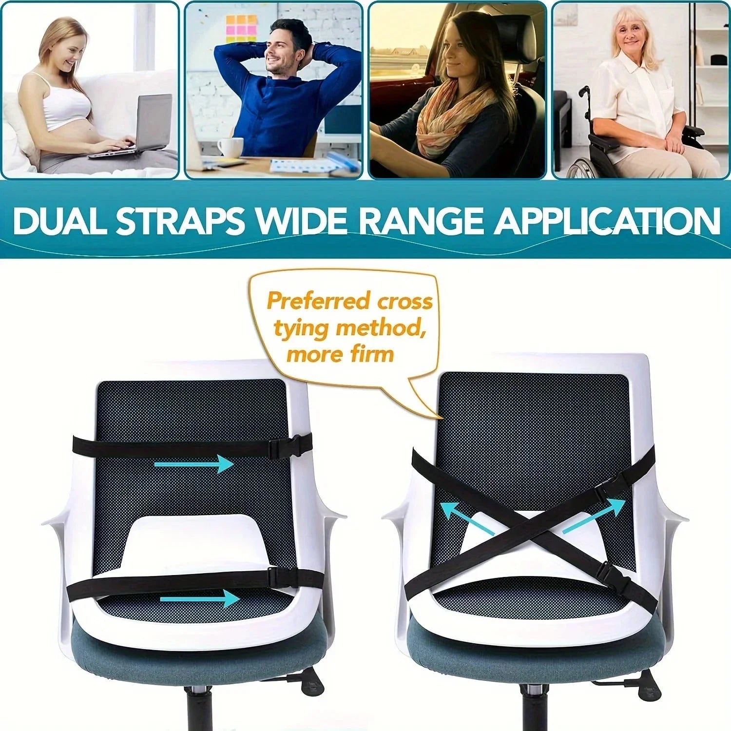 Ergonomic Memory Foam Lumbar Support Cushion – Back Pillow for Office Chair, Car, and Home Use
