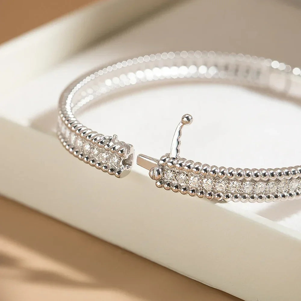 18K Gold Luxury Fine Jewelry Bangle For Women 925 Sterling Silver Plated