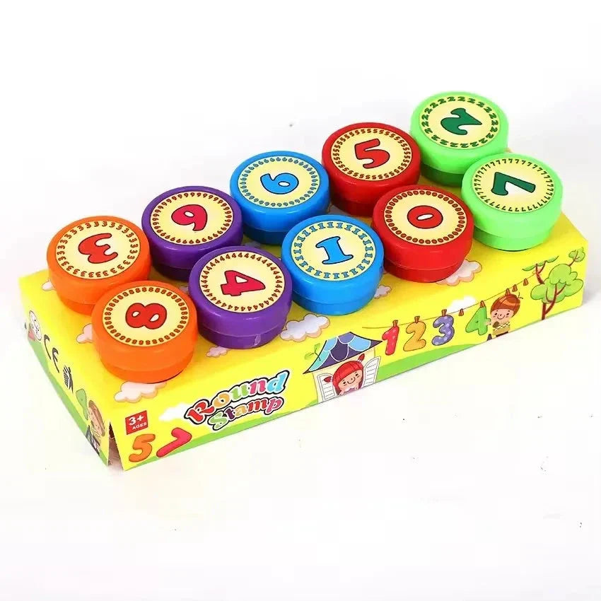 10pcs Assorted Self-Inking Stamps for Kids - DIY Craft & Scrapbooking