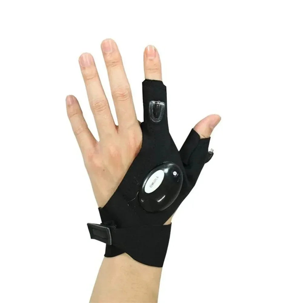 LED Flashlight Luminous Running Gloves Waterproof Cycling Camping Hiking Rescue Glove Lamp Lighting Gloves Fingerless Gloves