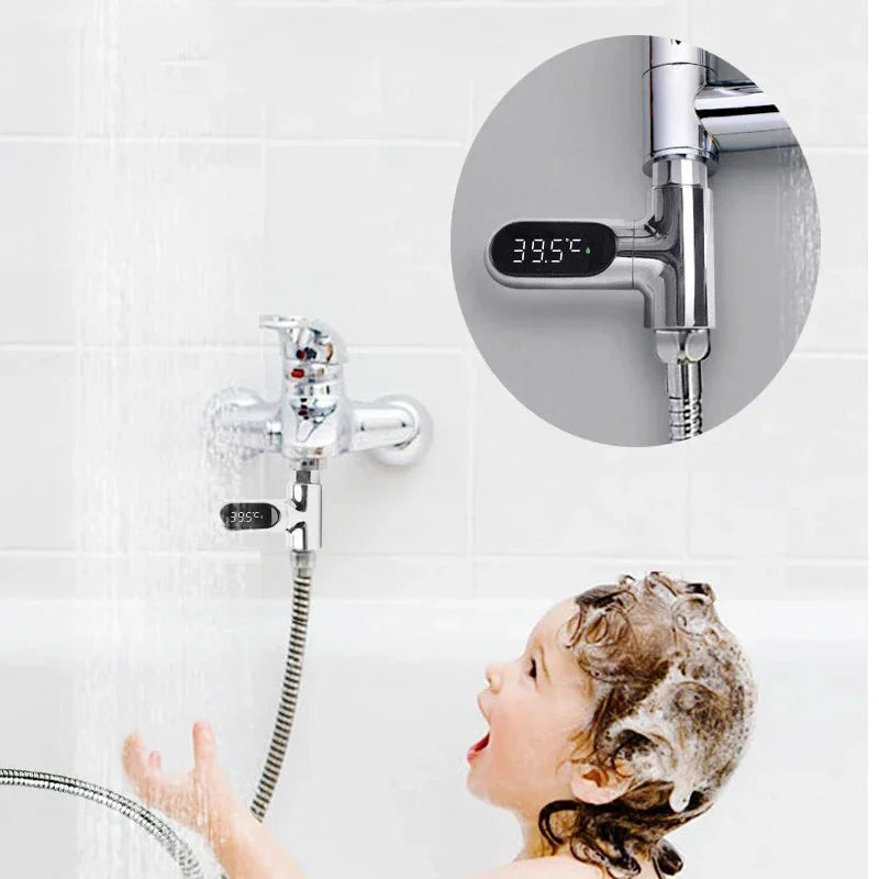 LED Display Shower Water Thermometer Self Powered