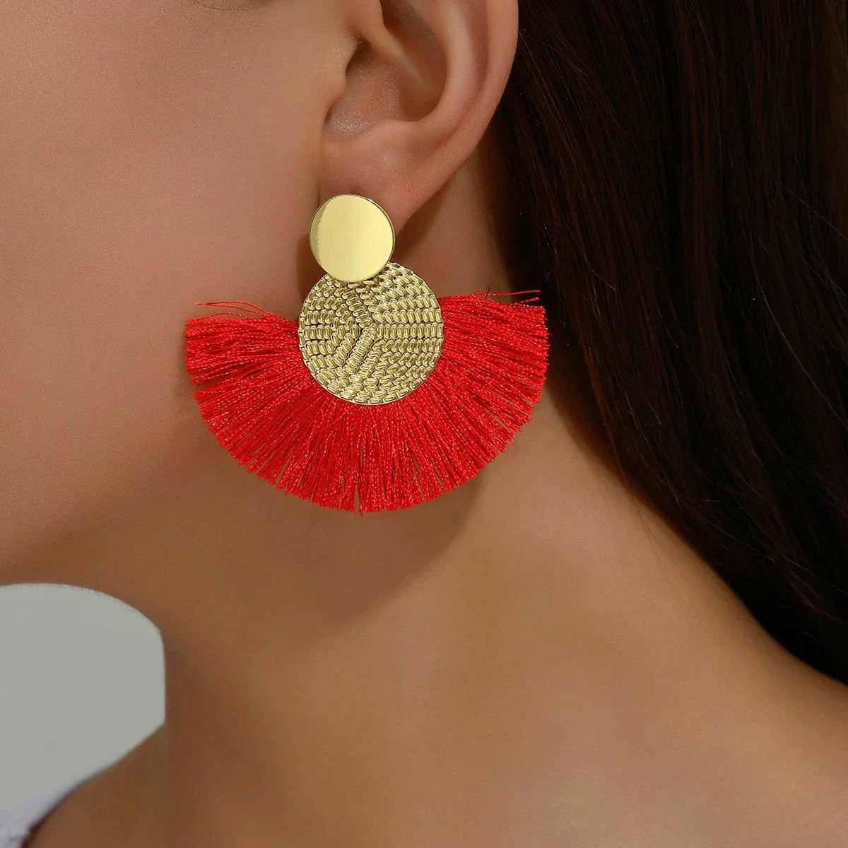 Bohemian Tassel Earrings – White Fringe Dangle Statement Jewelry for Women