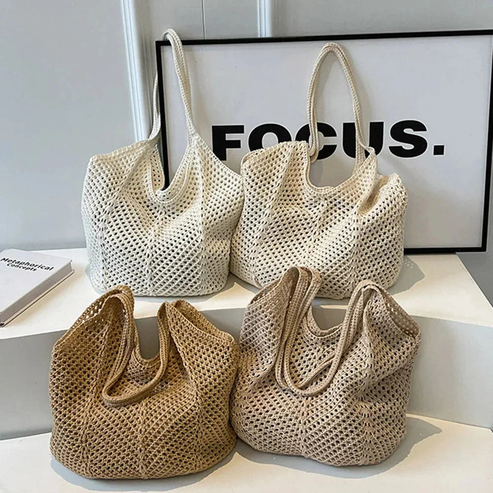 Women’s Knitted Shoulder Bag – Large Capacity Crochet Tote Handbag