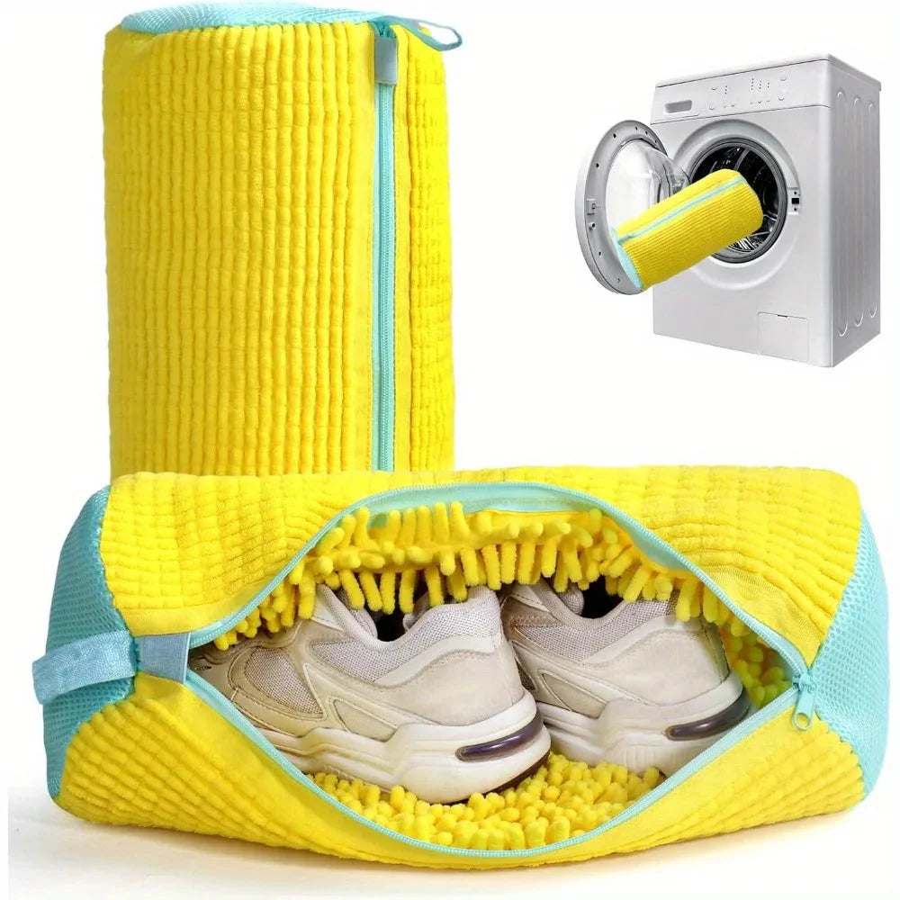 Durable Shoe Washing Machine Bag – Yellow & Blue Zipper | Protective Laundry Wash Bag for Sneakers & Casual Shoes