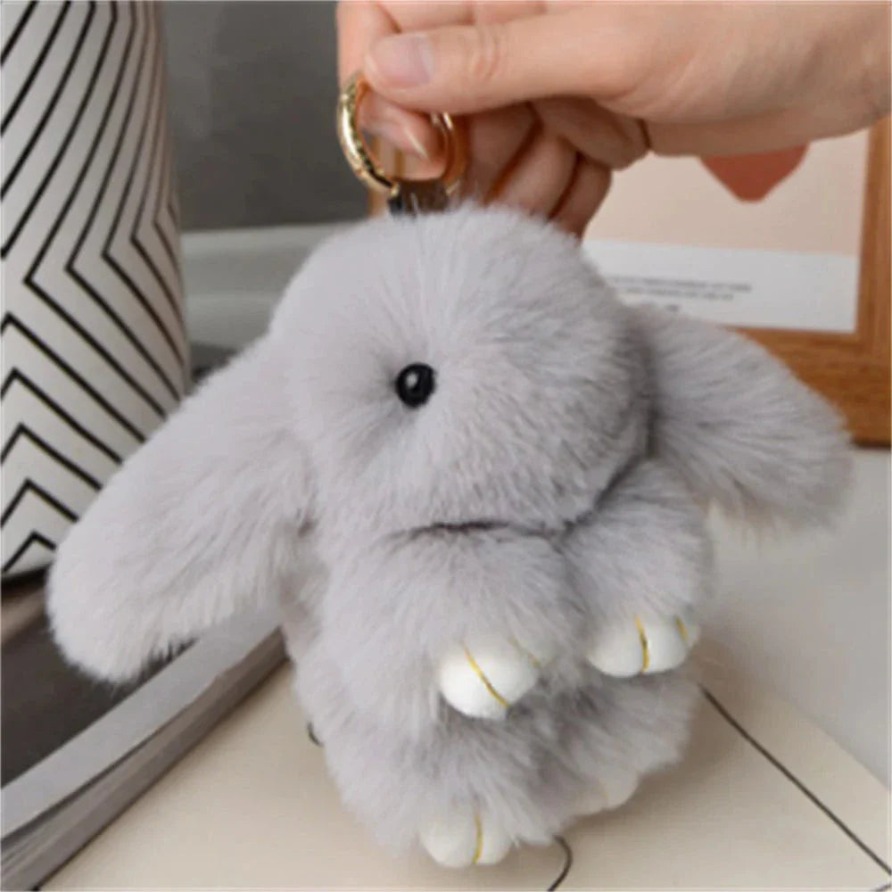 15cm Rabbit Fur Keychain – Cute Bag & Car Pendant Accessory for Women