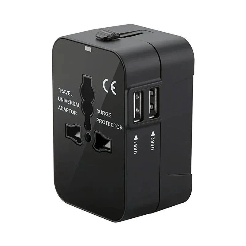 Global Universal Travel Adapter with USB Ports – Worldwide Power Plug Converter with Child Safety Lock