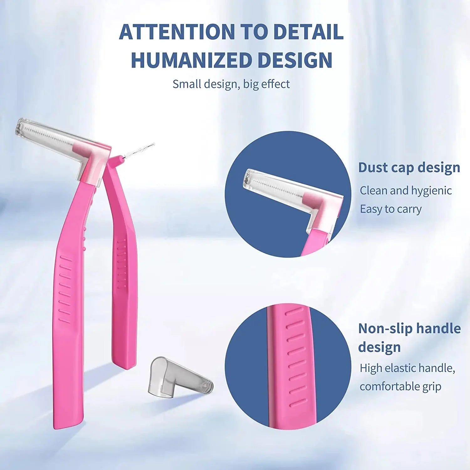 Interdental Brush 20-Pack - Soft Mini Brushes with Dust Cover for Orthodontic and Dental Cleaning
