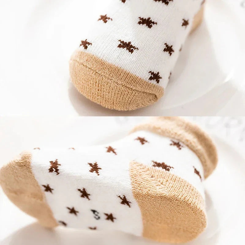 5 Pairs Baby Socks Warm Cartoon Floor Socks for Newborn Toddlers
