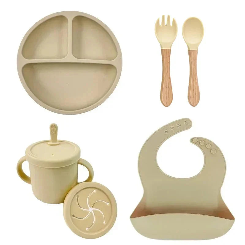 Food Grade Silicone Baby Feeding Dish Set Suction Plate Cup