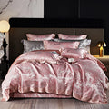 4/6Pcs Luxury Beige Gold Brocade Jacquard Egyptian Cotton Bedding Set Duvet Cover Flat/Fitted Bed Sheet Pillowcases