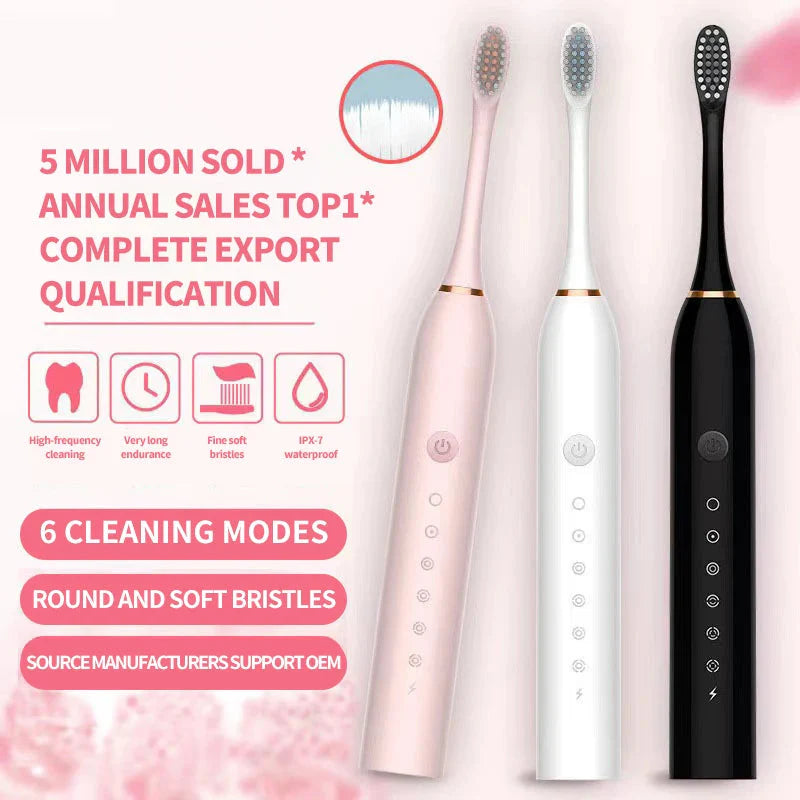 Sonic Electric Toothbrush – USB Rechargeable IPX7 Waterproof for Adults