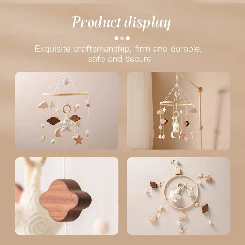 Wooden Baby Crib Mobile with Music Box Bell