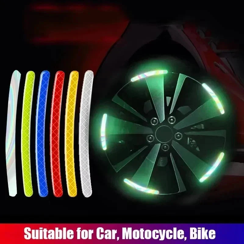 Car Wheel Hub Reflective Stripes - Safety Tire Warning Stickers for Night Driving