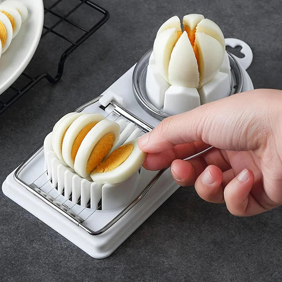 2-in-1 Multi-Function Egg Slicer Preserved Egg Fruit Cutter Modern Kitchen Gadget Tool Durable Metal Plastic Easy Slice