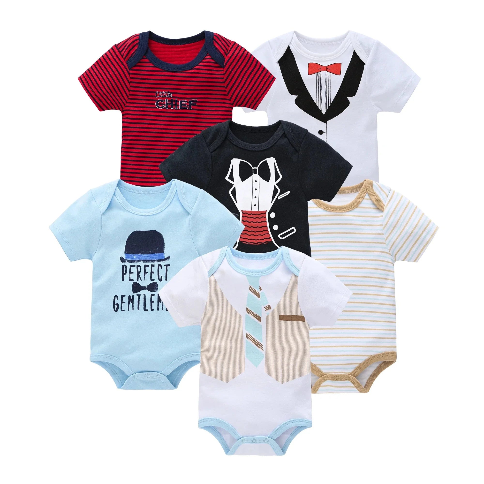 3/6 PCS Baby Cotton Bodysuits Set Short Sleeve Summer Outfits for Newborn Boys & Girls 0–12 Months