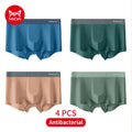 4Pcs Traceless Breathable Silky Antibacterial Men Boxers Trunks