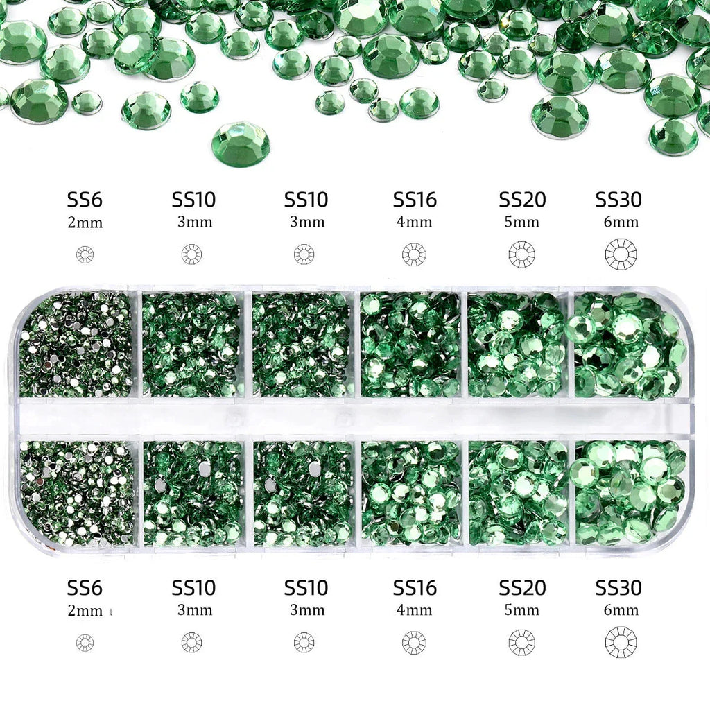 2400+ Shiny Clear Crystal Nail Rhinestones - Mixed Sizes & Shapes Flatback Gems