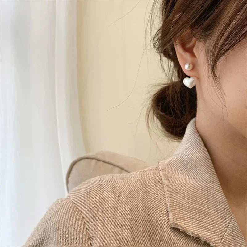 Love Heart Pearl Drop Earrings – Sweet Elegant Jewelry for Women