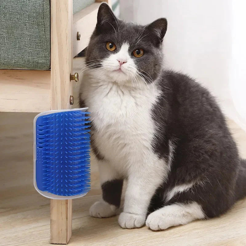 Cat Corner Brush Comb Massager with Catnip – Self-Grooming Wall Arch Scratcher & Hair Removal Tool for Cats