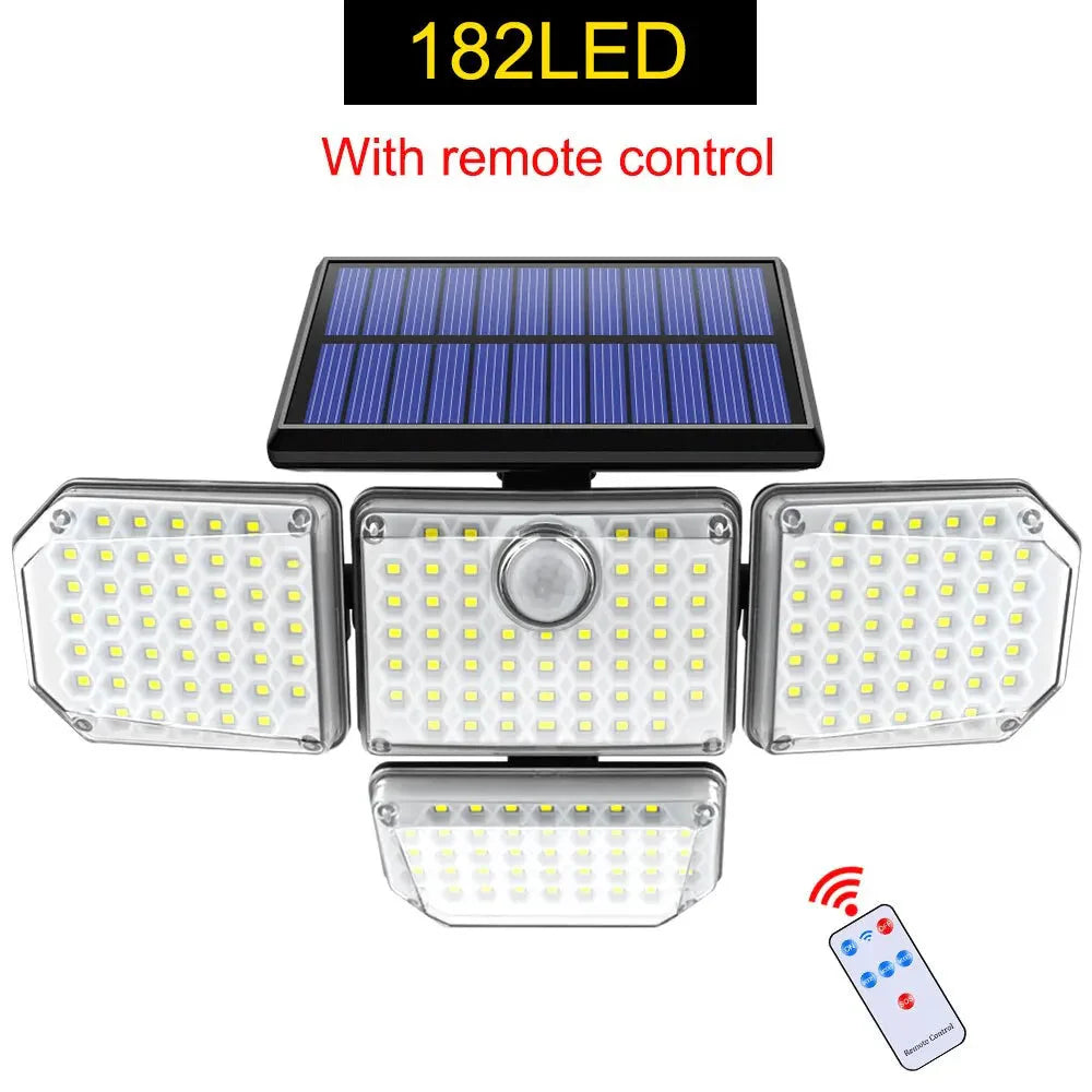 Solar Outdoor Security Light – 182/112 LED Floodlight with 3 Adjustable Modes, IP65 Waterproof Motion Sensor Lamp for Garage, Garden & Yard