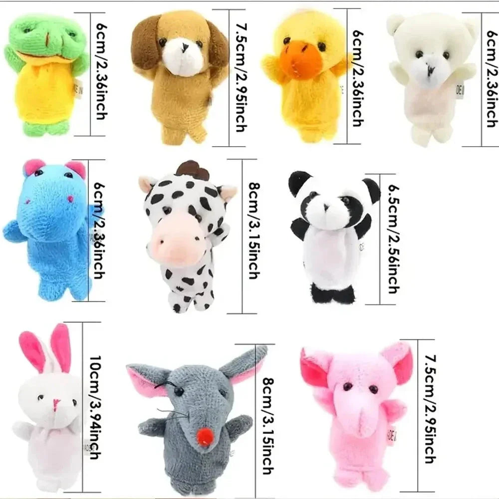 Cartoon Finger Puppets – 1/5/10pcs Plush Hand Dolls for Kids