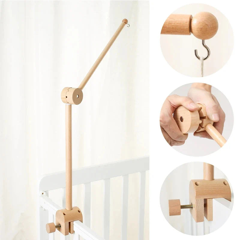 Wooden Baby Rattle Crib Mobile Holder for Newborns