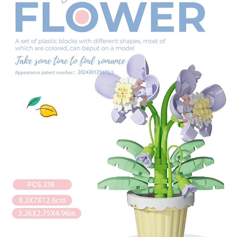 Building block flower potted plant assembly toy decoration micro particle plant potted plant children's toy gift