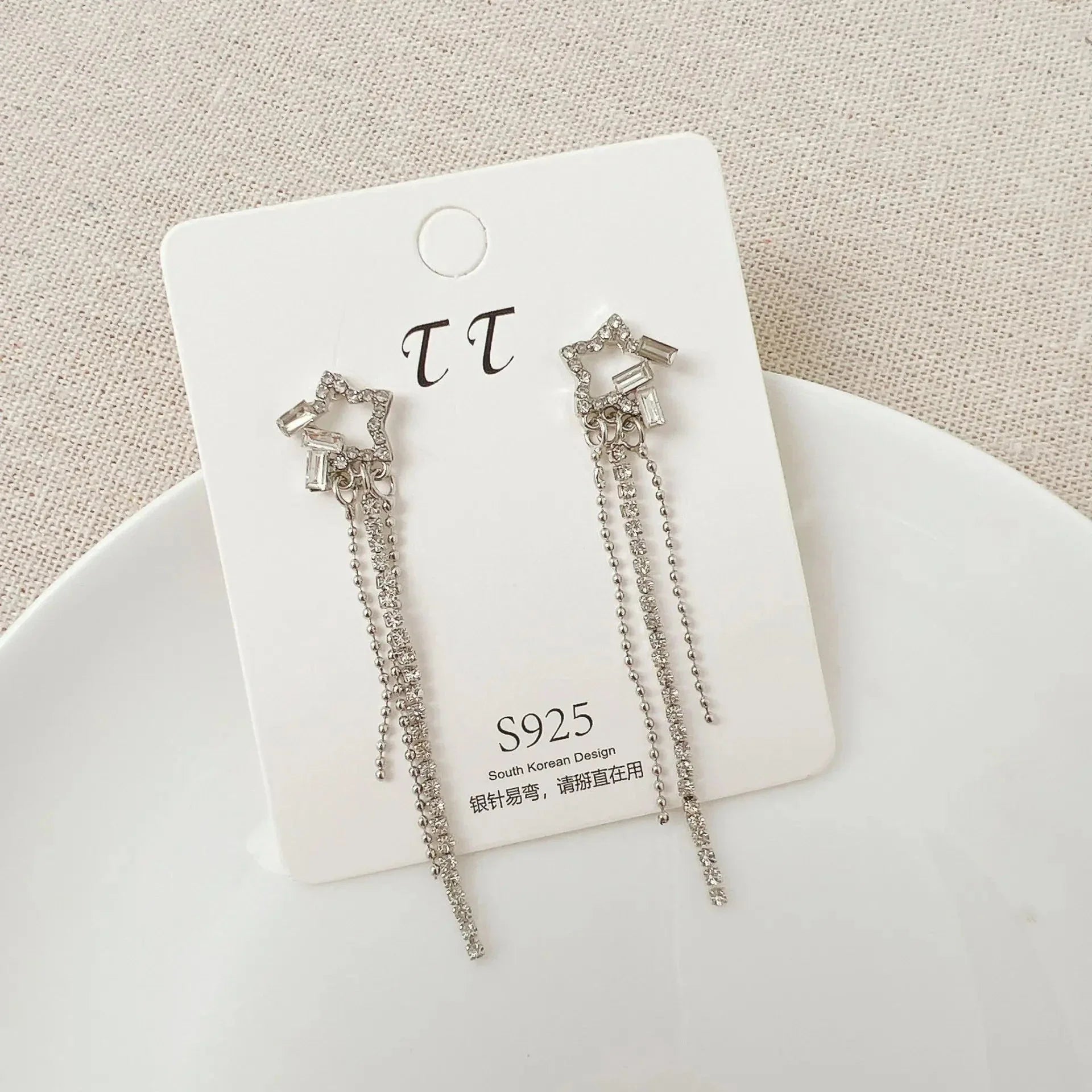 2024 Stars Tassel Earrings – Korean Rhinestone Drop Earrings for Women