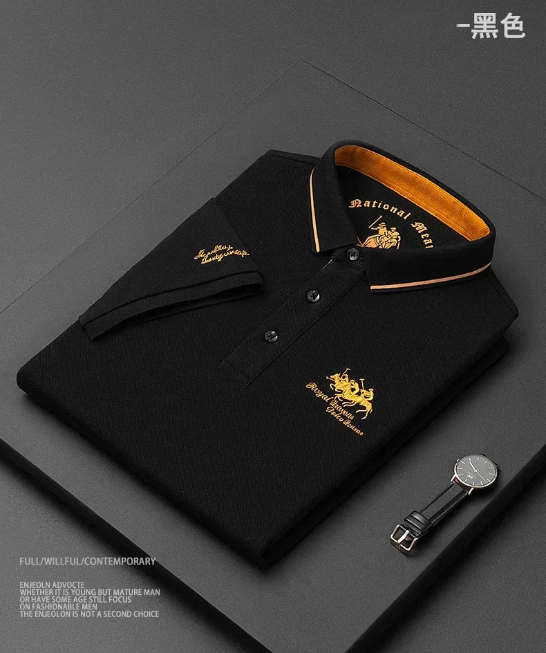 High Quality Men's Cotton Embroidered Summer Polo Shirt Short Sleeve T-shirt